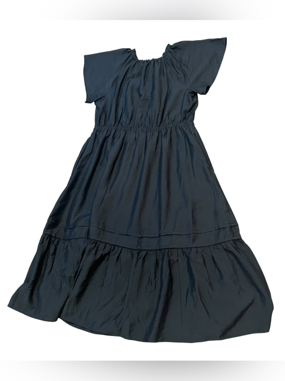 New Caslon Nordstrom Black Wide Sleeve Button Front Long Midi Dress XL - Picture 6 of 14